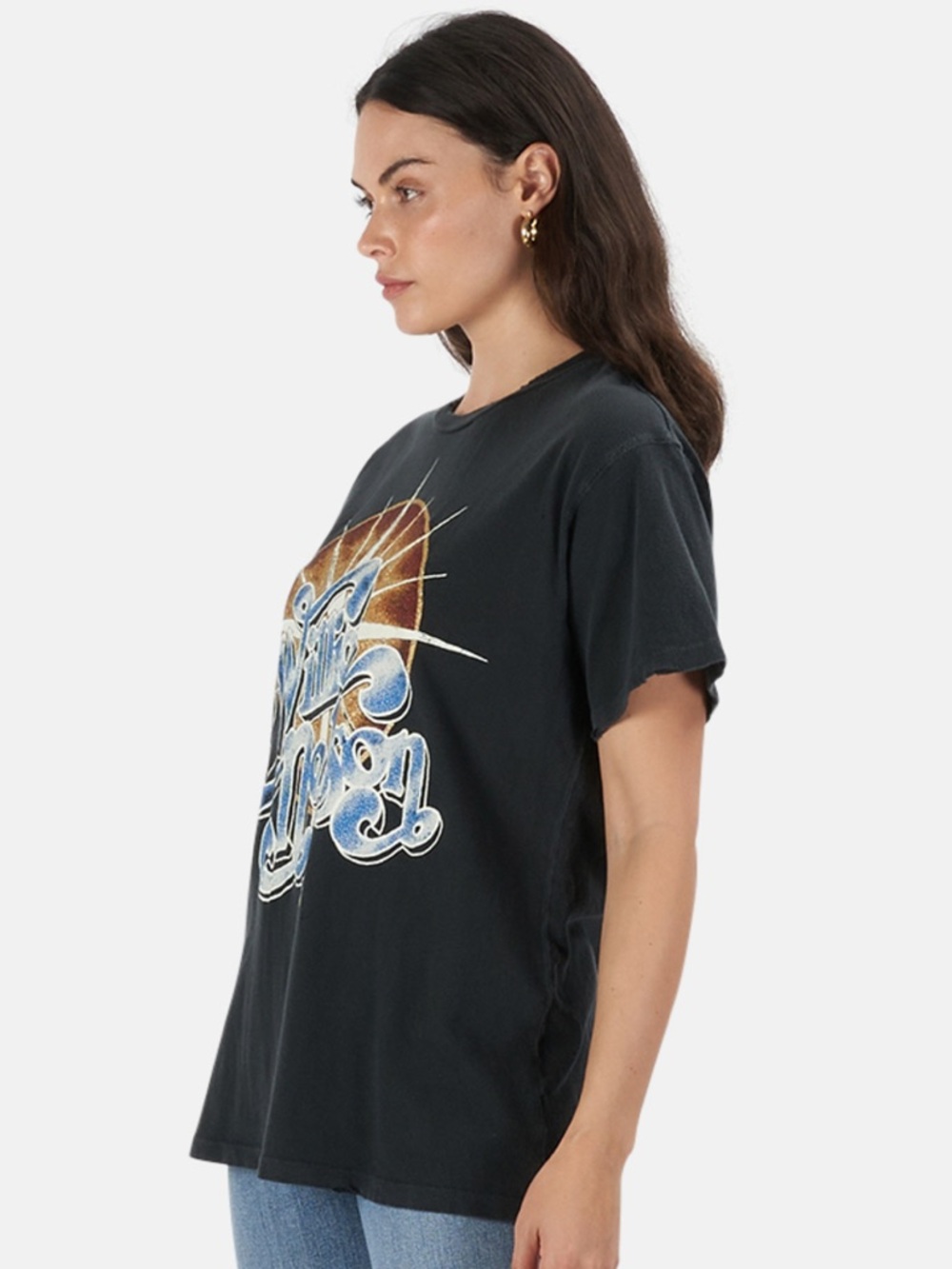 MadeWorn Black Short-Sleeve Graphic Tee with Blue Gold Sunburst Willie Nelson